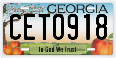 GA license plate CET0918