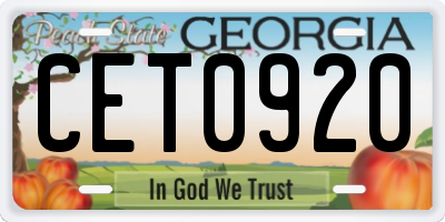 GA license plate CET0920
