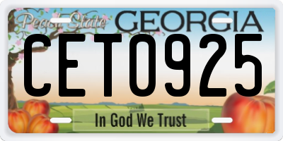 GA license plate CET0925