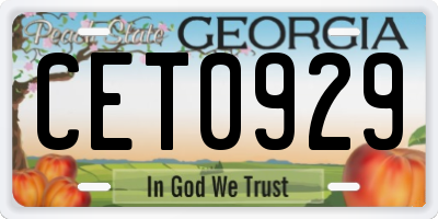 GA license plate CET0929
