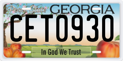 GA license plate CET0930