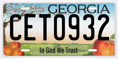 GA license plate CET0932