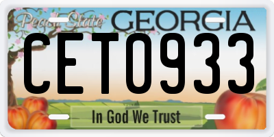 GA license plate CET0933