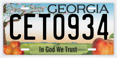 GA license plate CET0934