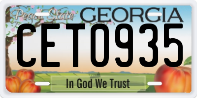 GA license plate CET0935