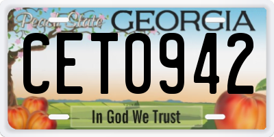 GA license plate CET0942