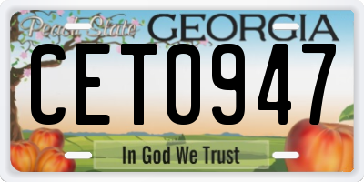 GA license plate CET0947
