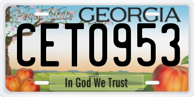GA license plate CET0953