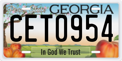 GA license plate CET0954