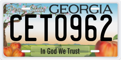GA license plate CET0962