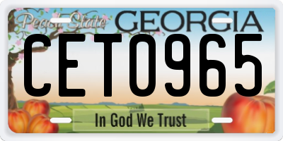 GA license plate CET0965