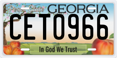 GA license plate CET0966