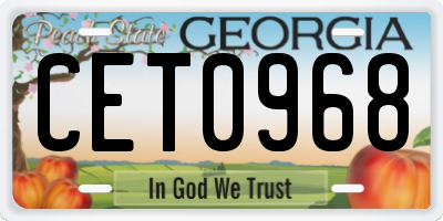 GA license plate CET0968