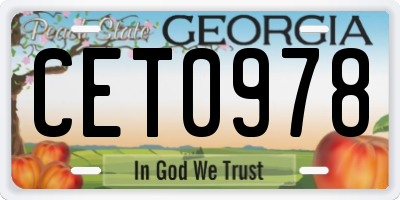 GA license plate CET0978
