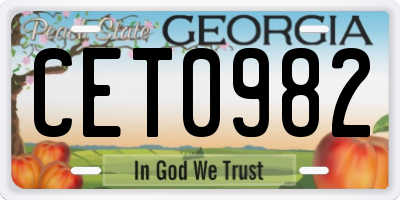 GA license plate CET0982