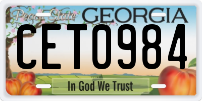 GA license plate CET0984
