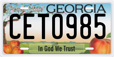 GA license plate CET0985