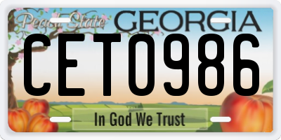 GA license plate CET0986