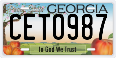 GA license plate CET0987