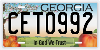 GA license plate CET0992