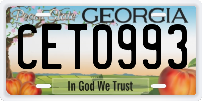 GA license plate CET0993