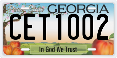 GA license plate CET1002