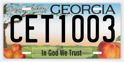 GA license plate CET1003