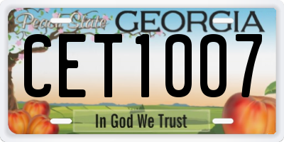 GA license plate CET1007