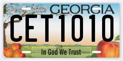 GA license plate CET1010