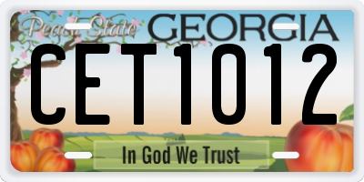 GA license plate CET1012