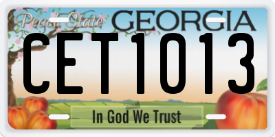 GA license plate CET1013