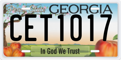GA license plate CET1017