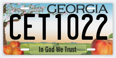 GA license plate CET1022