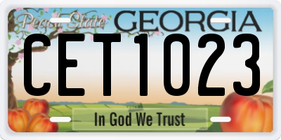 GA license plate CET1023