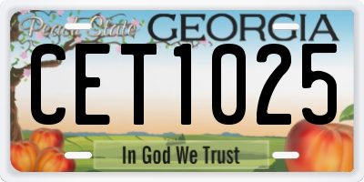 GA license plate CET1025