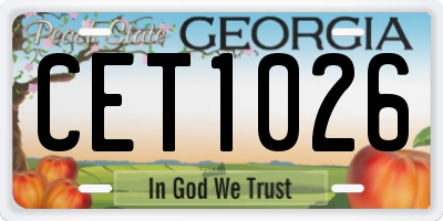 GA license plate CET1026