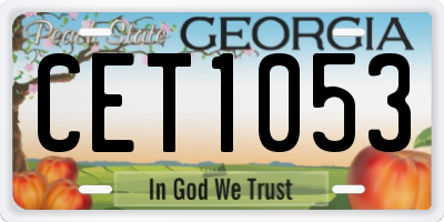 GA license plate CET1053
