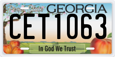 GA license plate CET1063