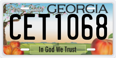 GA license plate CET1068