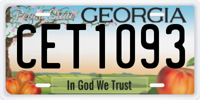 GA license plate CET1093