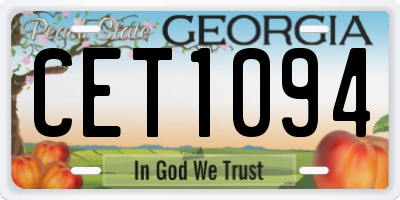 GA license plate CET1094
