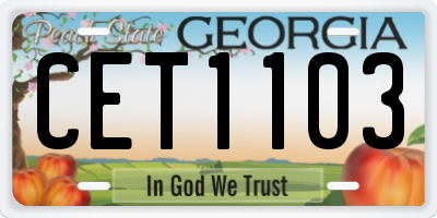 GA license plate CET1103