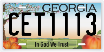 GA license plate CET1113
