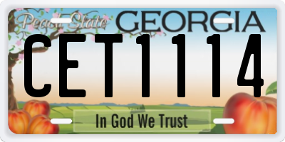 GA license plate CET1114