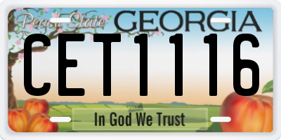 GA license plate CET1116