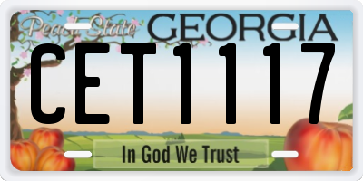 GA license plate CET1117