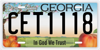 GA license plate CET1118