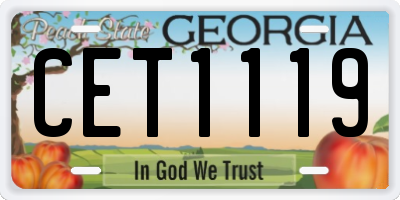 GA license plate CET1119