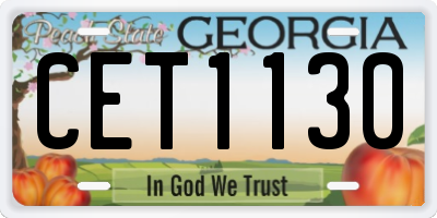 GA license plate CET1130