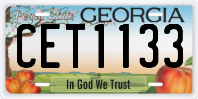 GA license plate CET1133